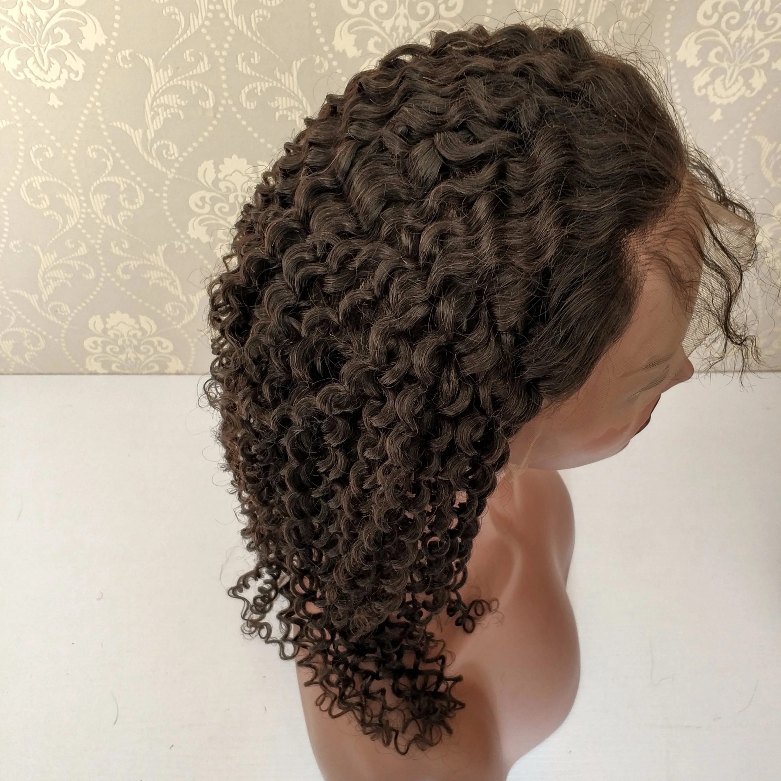 Natural Color Kinky Curly Straight Brazilian hair lace front wig