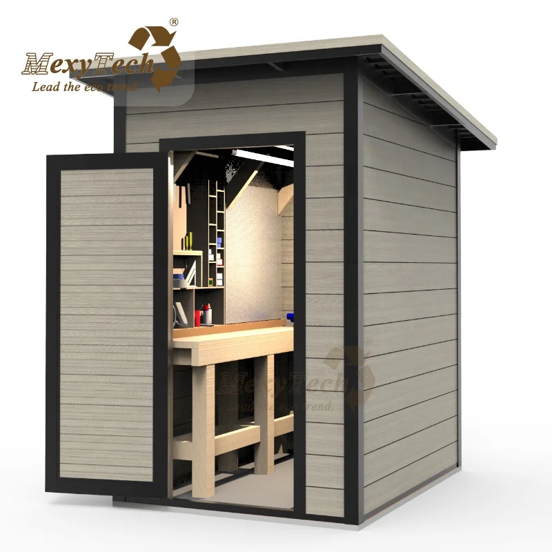 Wooden appearance wpc-aluminum structure summer house and shed plastic garden sheds for sale