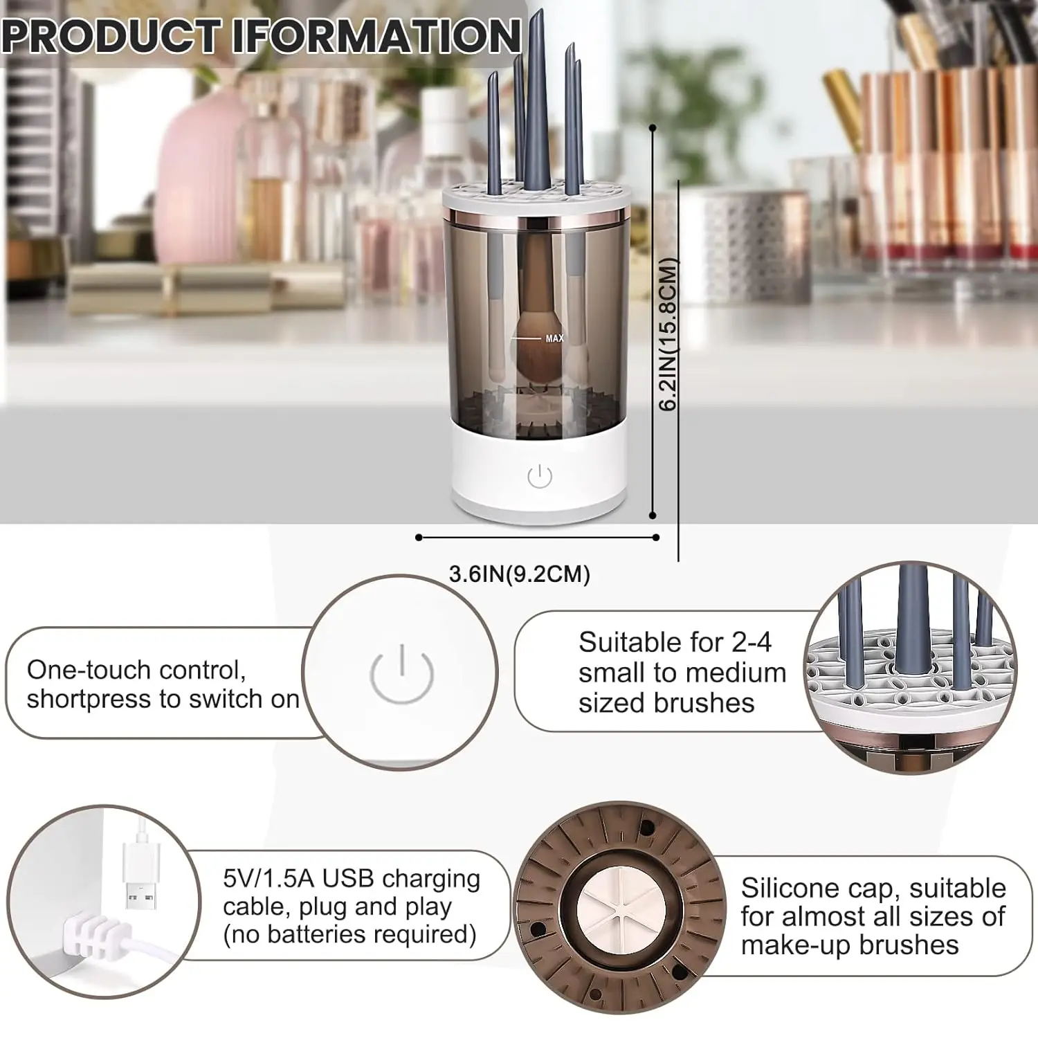 Wholesale Electronic Automatic Spinning Makeup Brush Cleaner Machine Portable Electric Make up Tools Cleaner