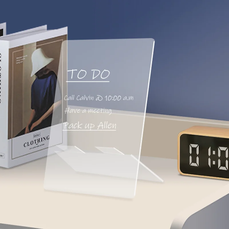 Acrylic 2023 Dry Erase Board Clear Memo Tablet Desktop Display Writing Whiteboard Acrylic Planner With Stand