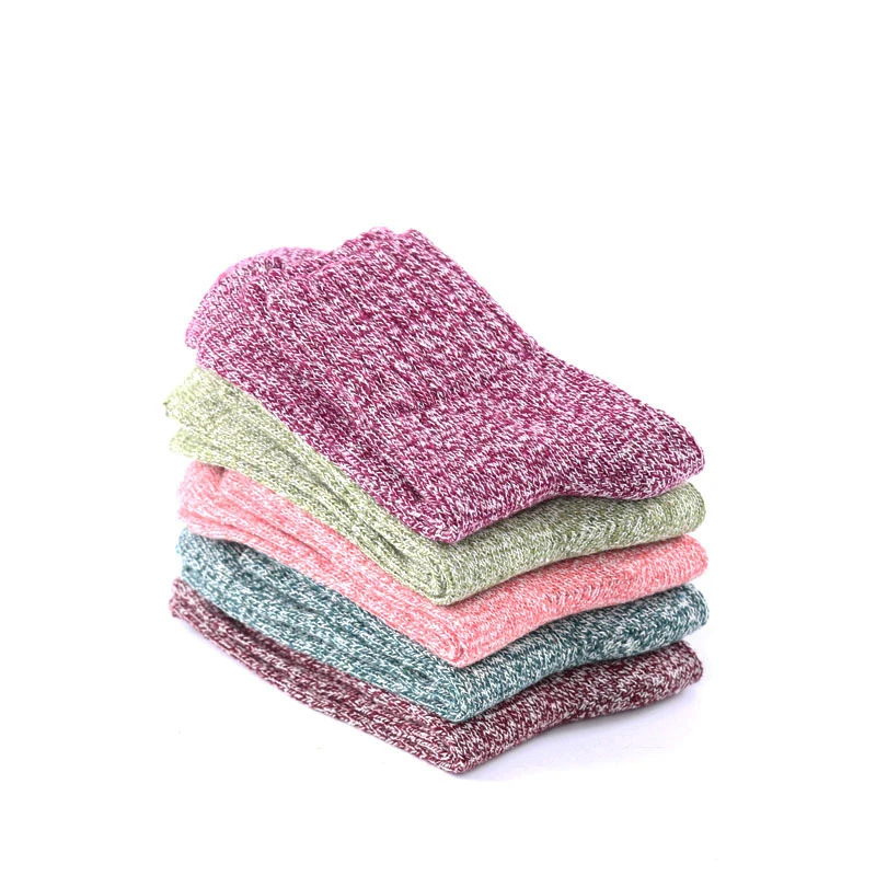 2024 Winter Knit Casual ladies Crew crazy socks Female Plain Woman Wool Warm Fuzzy socks for women
