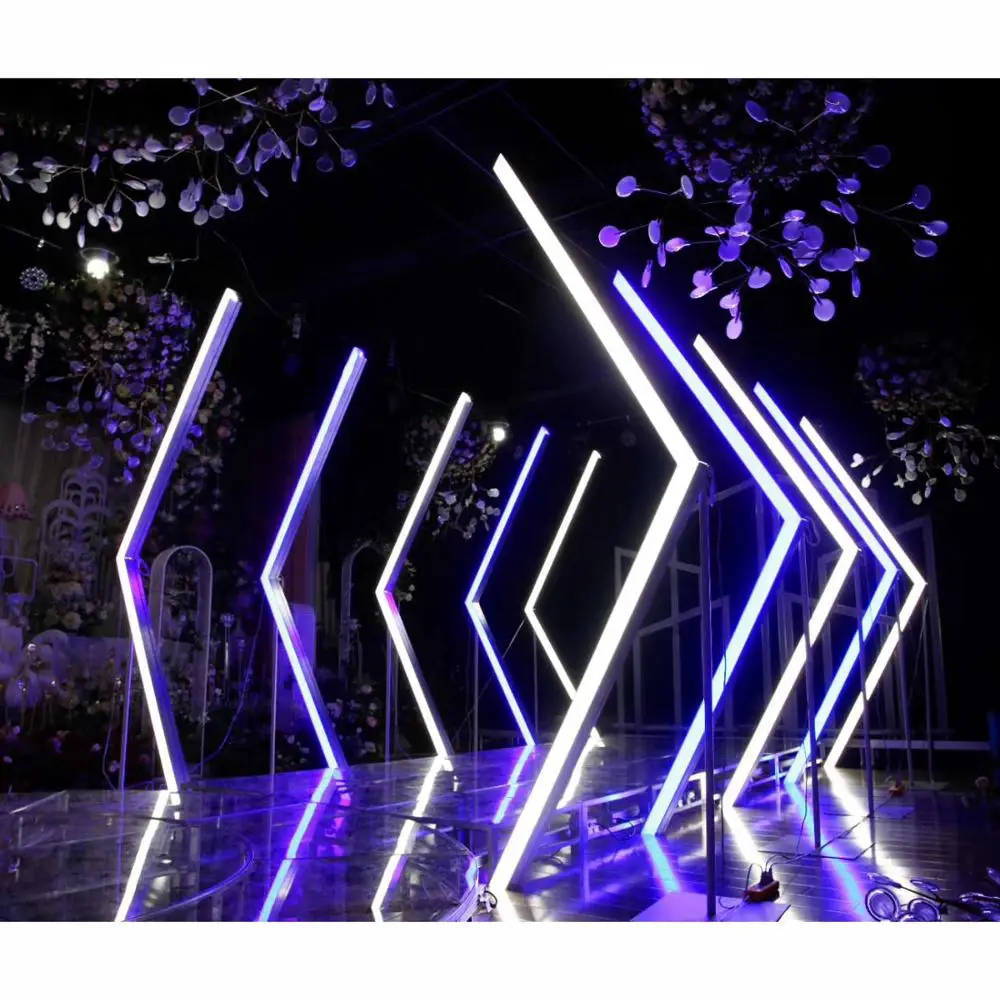 LK20190911-38 Wedding Decoration White Led Light Tunnel Pillar Road Lead White Arch Door Round Backdrop