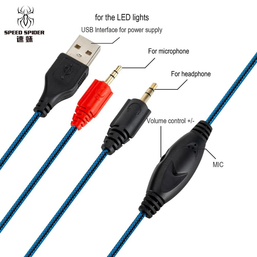 
Professional led light wired surround stereo computer gaming headset with rotation mic 