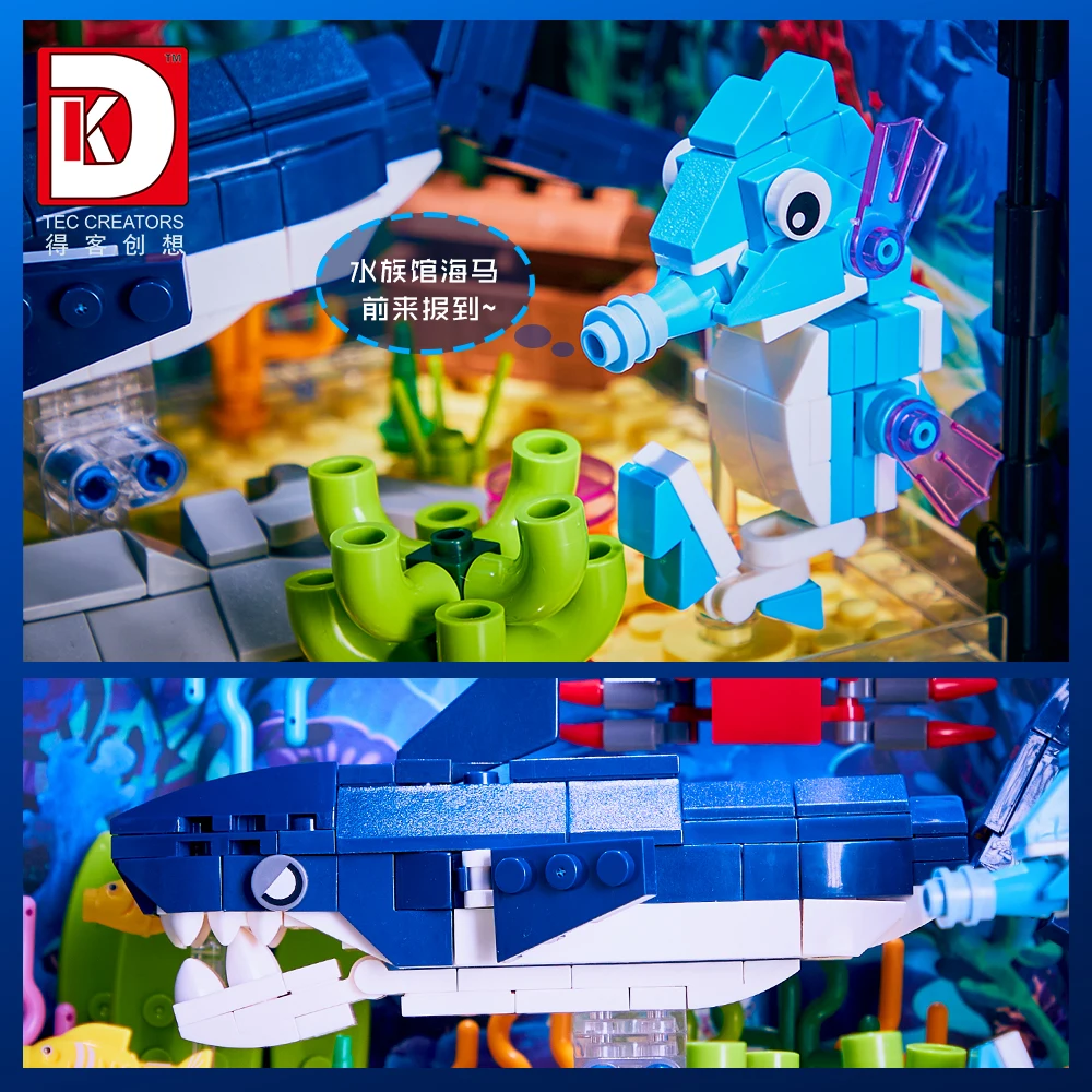 MOC Ocean World аквариум Акула креативный блок головоломки с освещением подарок строительный развивающие игрушки