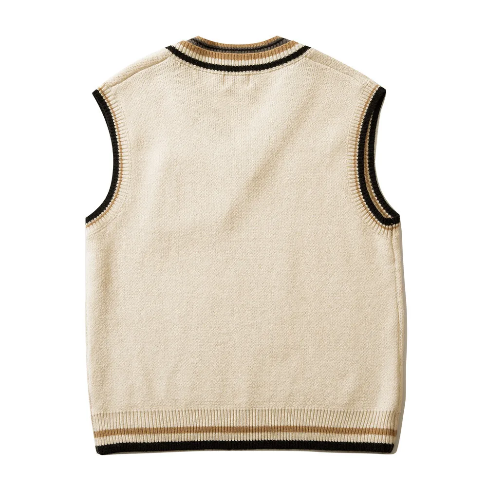 Men Sweater Vest Men Custom Check Jacquard Knitwear Pullover Cotton Knitted Winter Teens Sweater Vest