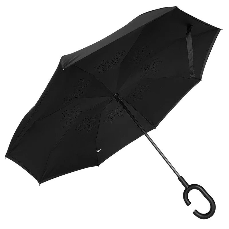 Windproof Double Layer Reverse Umbrella Foldable Reversible Automatic Umbrella Type C-standing Umbrella