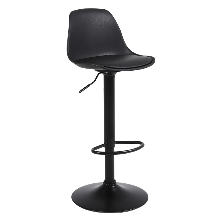 Hot Sale Soft Padded Modern Pp Backrest Restaurant Kitchen Footstool Metal Round Base Adjustable Bar Stool With Footrest