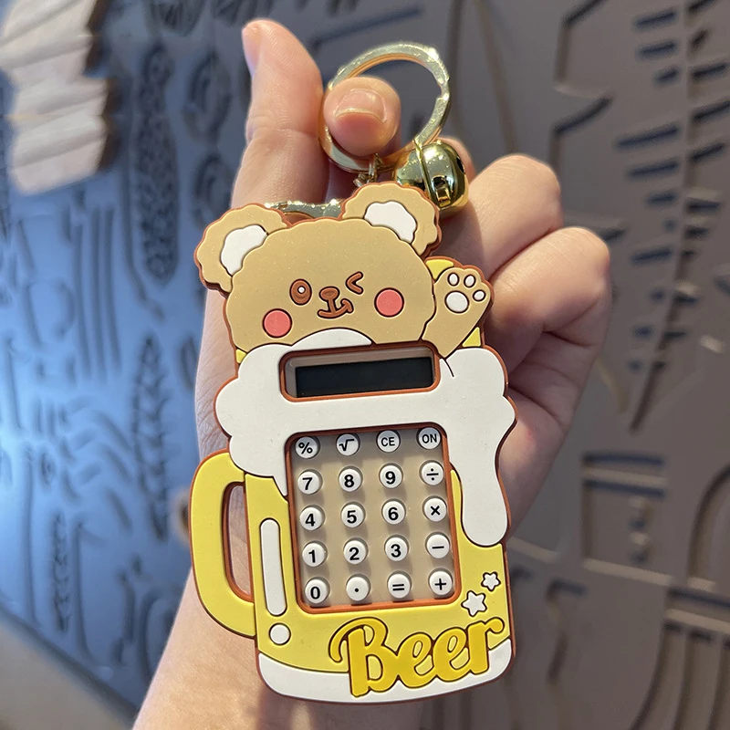 Fashion small gifts cartoon cute bear shape wholesale mini calculator keychain