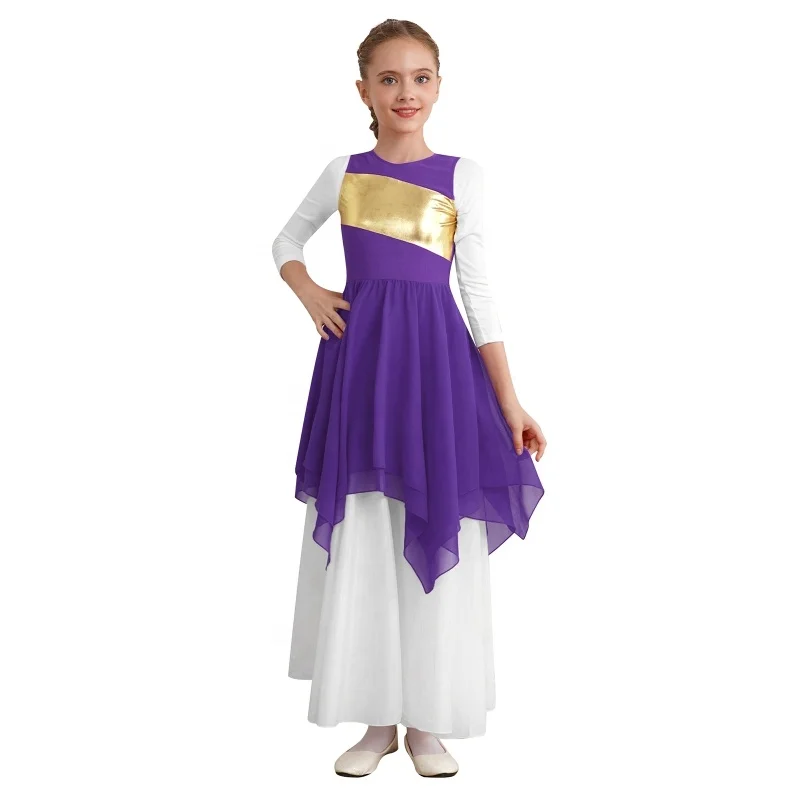 6-16 Kids Dancewear Manufacturer Classical Contemporary Dance Costume Children Ballroom Girls Lyrical Dance Dress