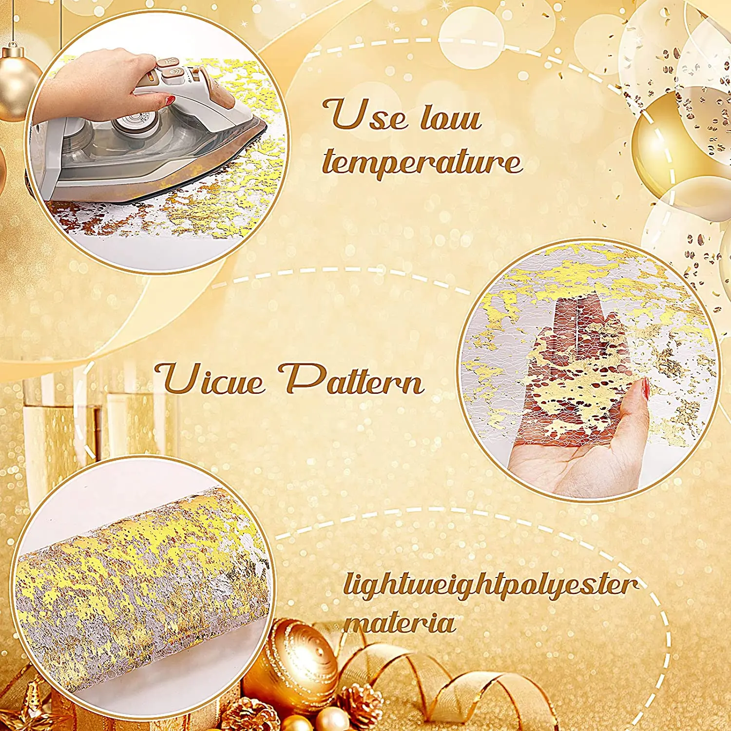 Tabletex металлический золотой тонкий стол рулон блестки Золотая фольга сетка настольные дорожки декоративные