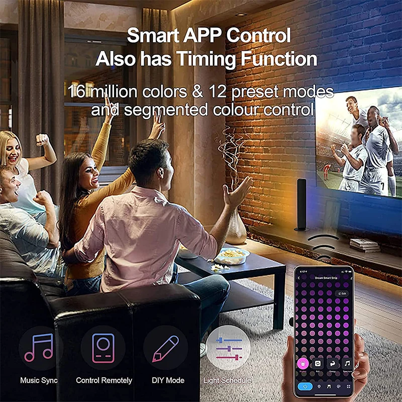 Magic music voice control smart light bars rgb smart wifi led strip lights for phone TV Gaming Movies