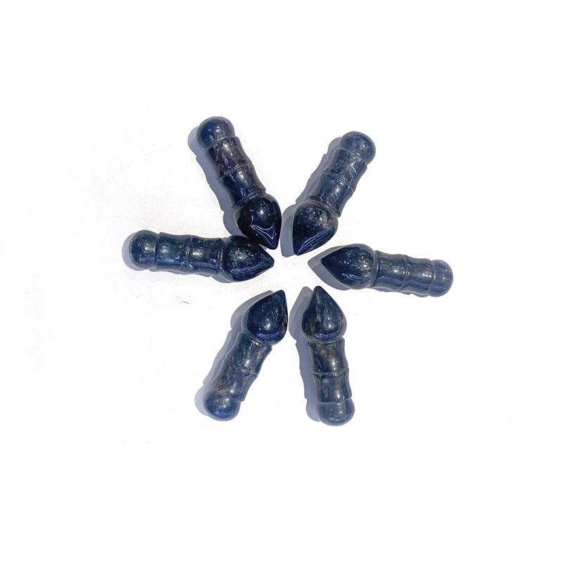 wholesale Natural Crystal Chinese Calligraphy Brush Pen carve glaucophane Pen sculpture for gift