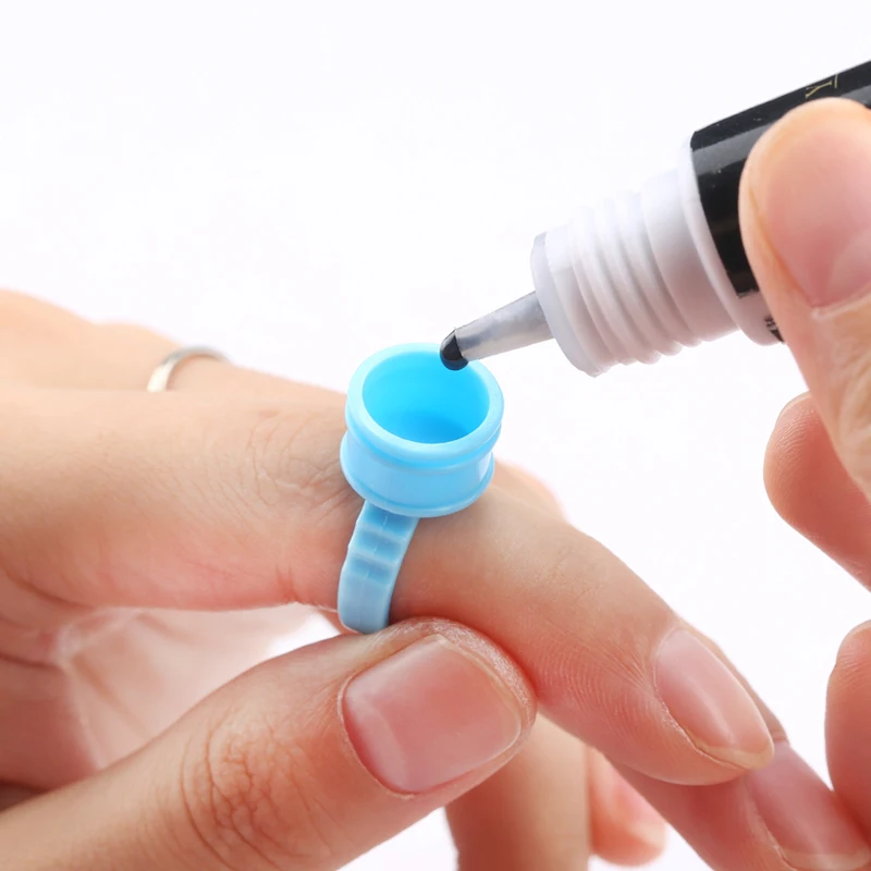 
Wholesale 100pcs/pack of plastic disposable glue ring for eyelash extension glue holder pink blue white with multiple styles L M 