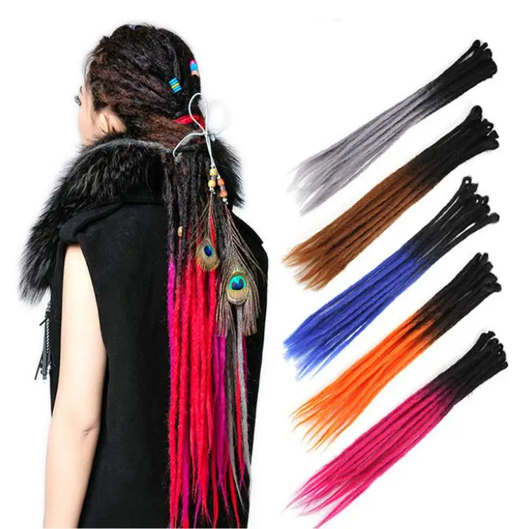 Handmade Dreadlocks Hair Extensions  24 inch Ombre Crochet Hair Synthetic Locs Artificial Dread Locks Braids Crochet Hair