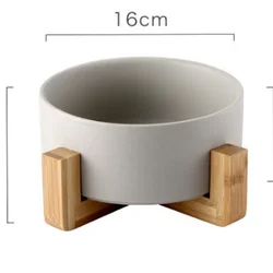 Dog Bowl Wooden Pet Stand Dogs Feeders Bowls And Ceramic Cat Food Ceramics Feeder