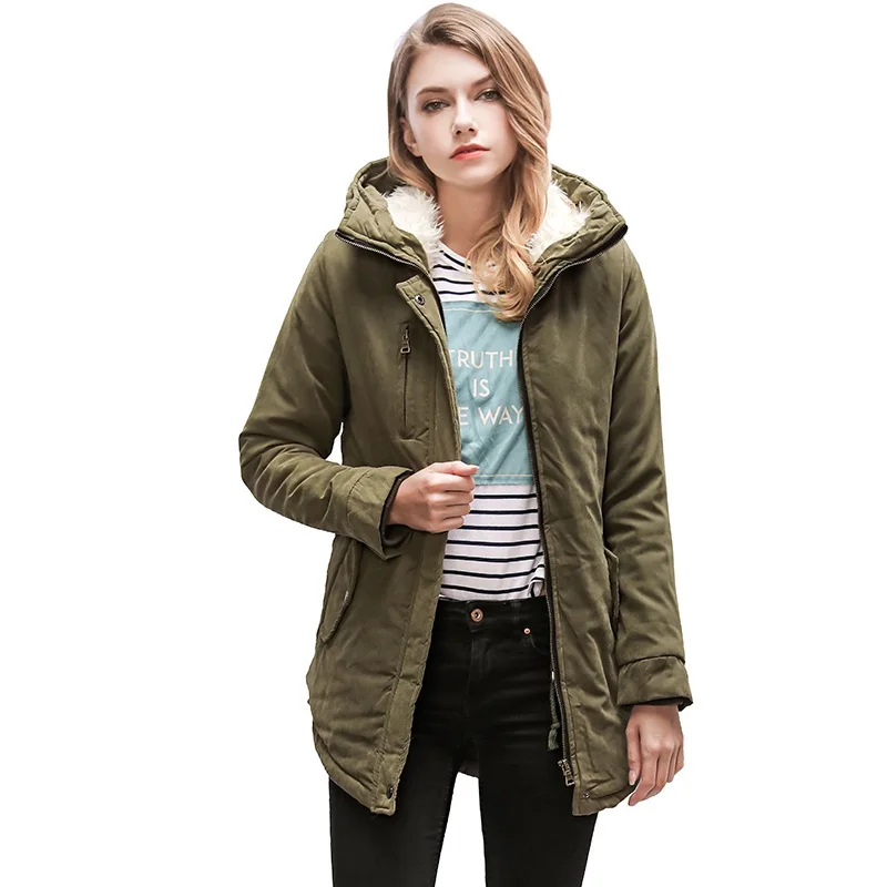 2019 Winter Hot Selling Thick Ladies Coats Warm Outwear Solid Parkas women woolen sherpa jacket