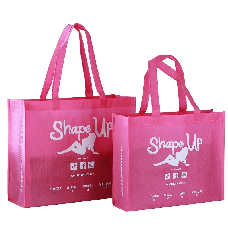 USA market pink custom cheap reusable bag non-woven shopping bag nonwoven shopping bag