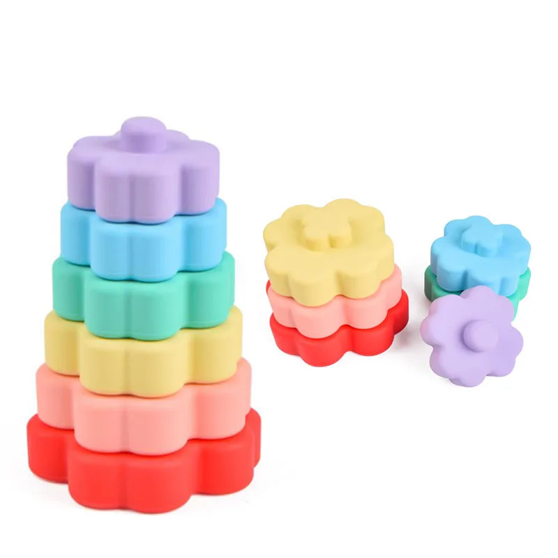 Stacking Nesting Circle Toy Soft Building Rings Stacker Teethers Squeeze  Early Educational Learning Stacking Toys For Baby