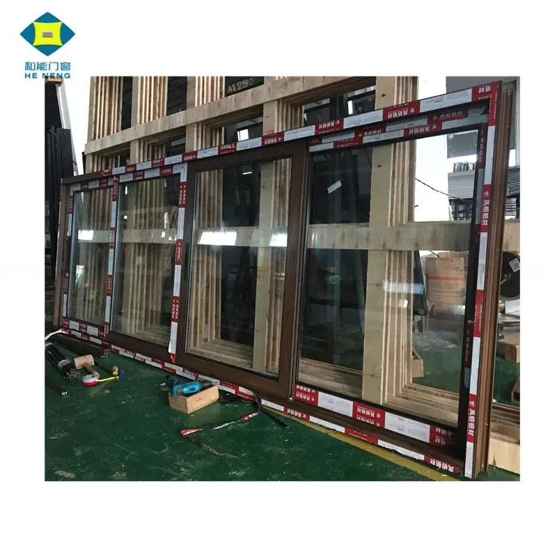 Brown Bronze Color Aluminium Glass Sliding Windows With Grill  Window With Burglar Proof Designs Fenetres en aluminium