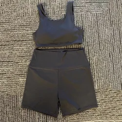 Nylon spandex two piece soft cozy workout fitness gym yoga shorts women fitness set