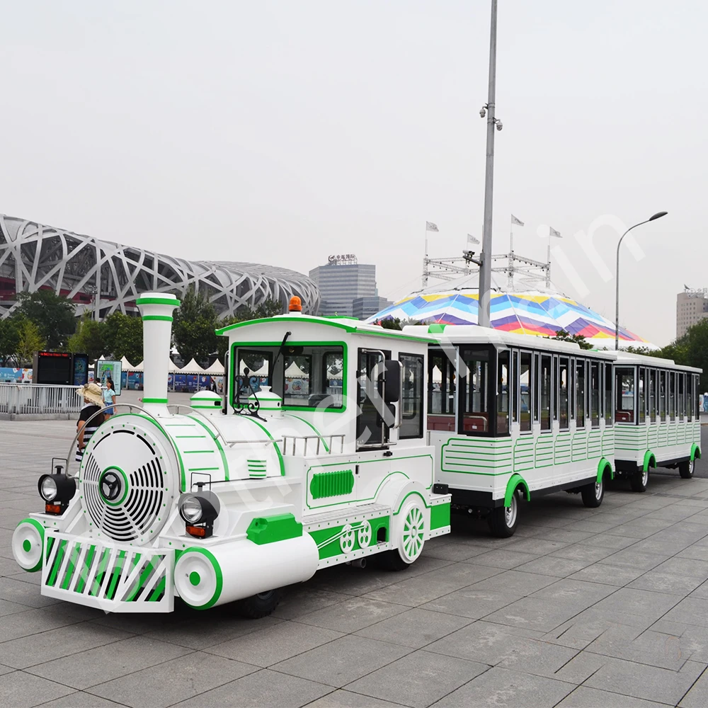 Outdoor Adults Sightseeing Passenger Steam Locomotive Attraction Electric Tourist Road Tour Trackless Train For Sale