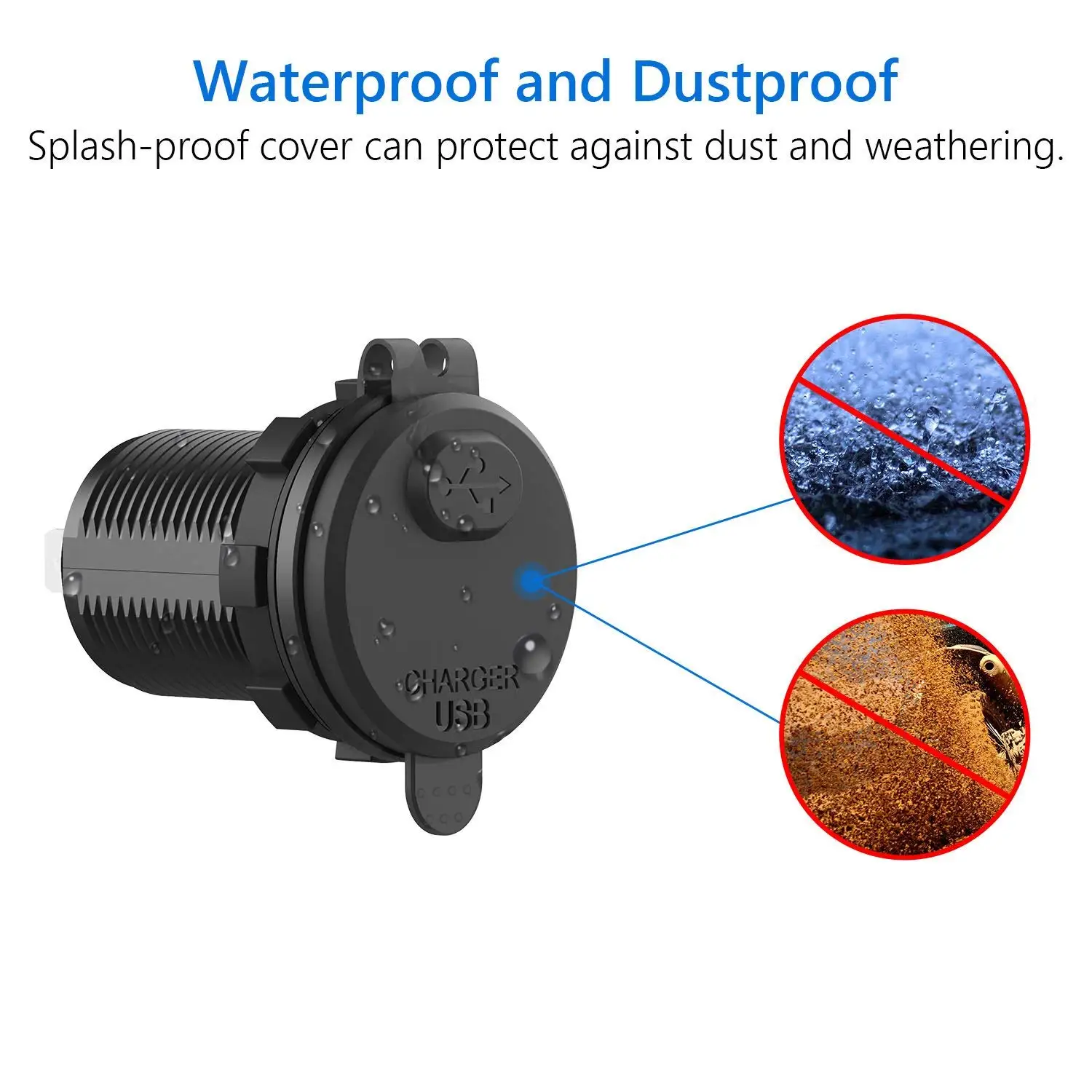 12V -24v Single USB charger with voltmeter and button ON-OFF control switch for car marine boat