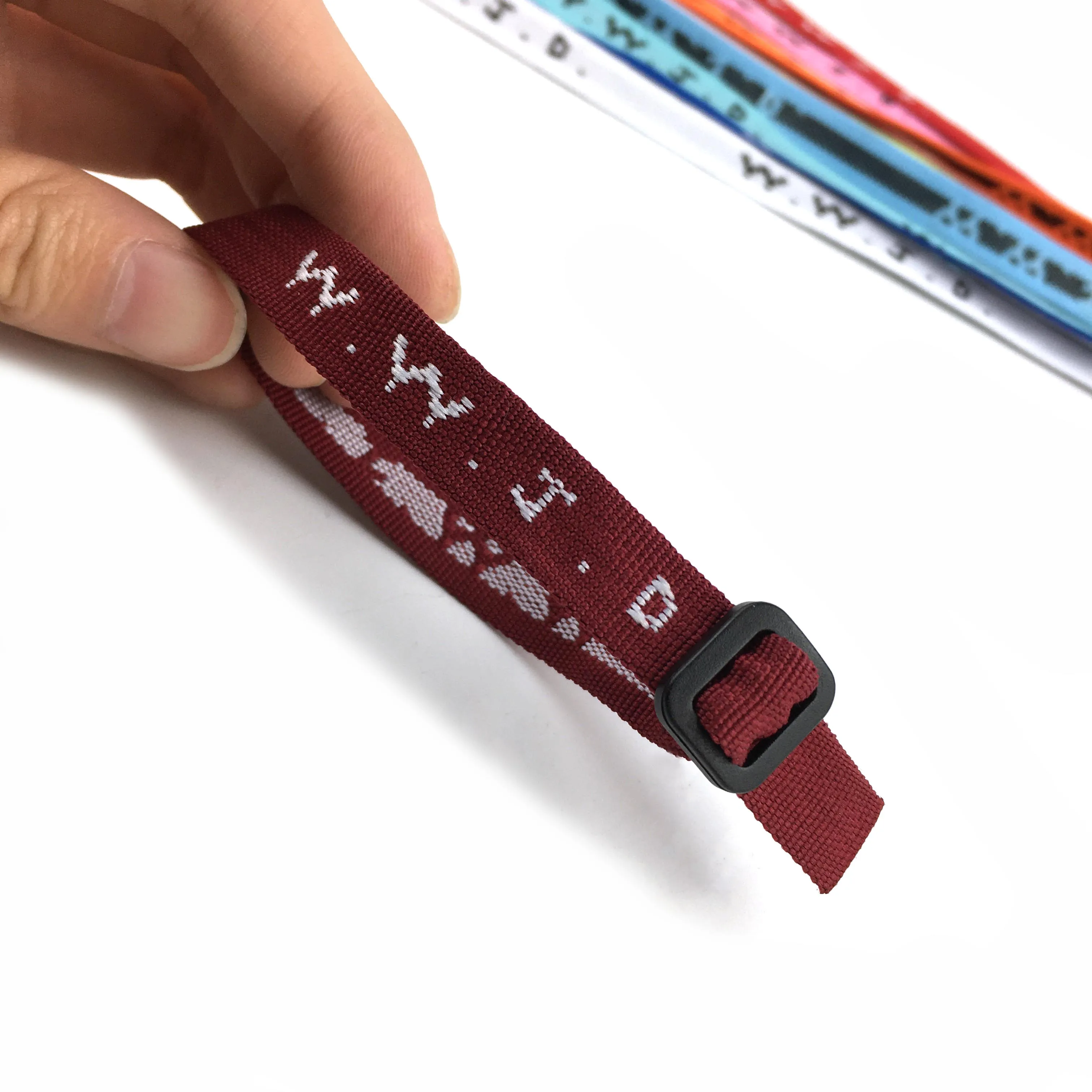 Custom Colorful color jacquard bracelet WWJD What Would Jesus WWJD Adjustable wristbands with logo custom