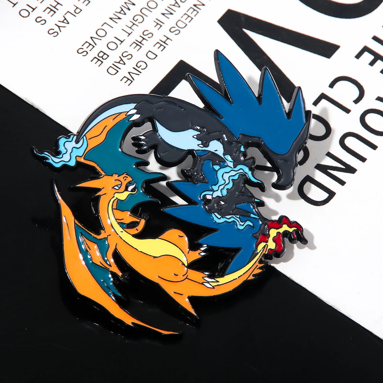 The Latest Style Fire-breathing Dragon Button Pin Badge Brooch Mega Evolution Poke mon Enamel Badge