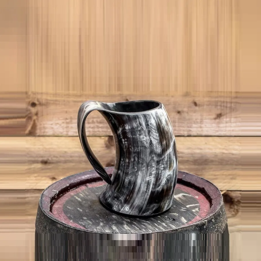 Brass Rim Glass For Vodka and Wine Natural Polished Handcrafted Beer Stein Drinking Horn Cup Viking Drinking Horn Mug Coffee Mug