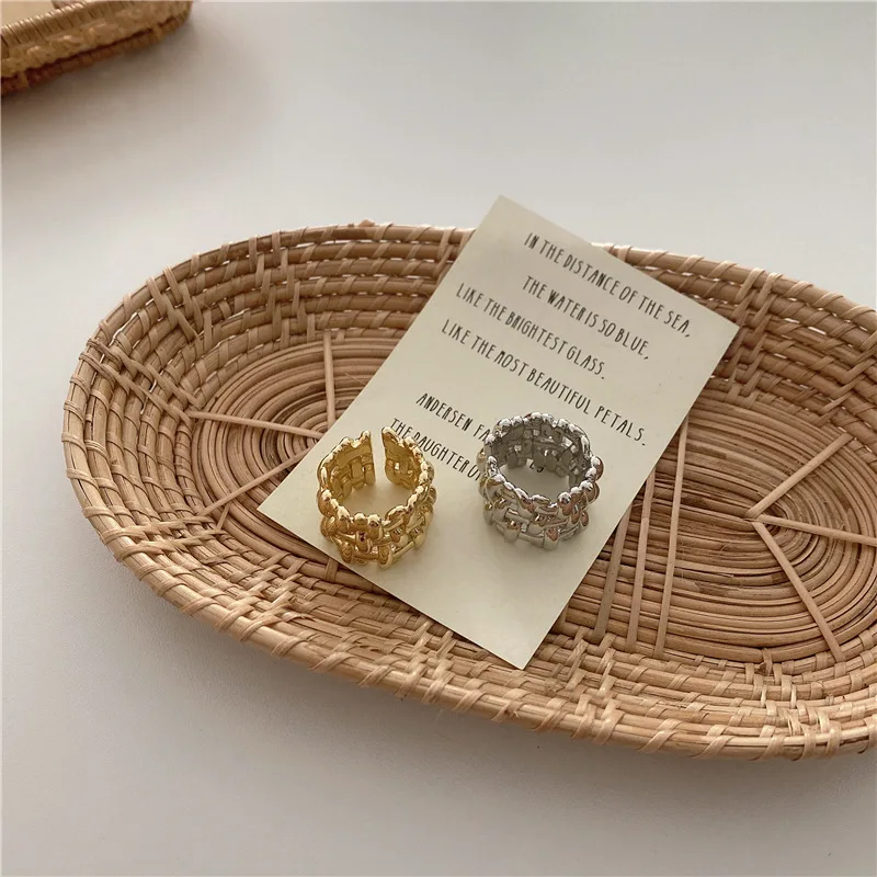 
New design Plated with alloy Irregular Water Wave Shape Adjustable Women Ring Zinc Alloy Opening Size ring 