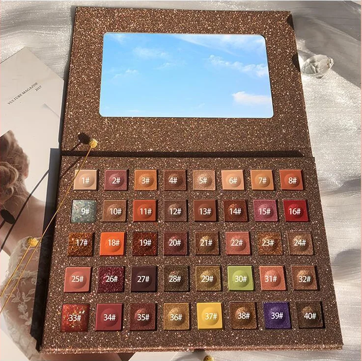 Makeup Wholesale 40 Colors Long Lasting Vegan Makeup Matte Shimmer High pigment New Arrival Customizable Eyeshadow Palette
