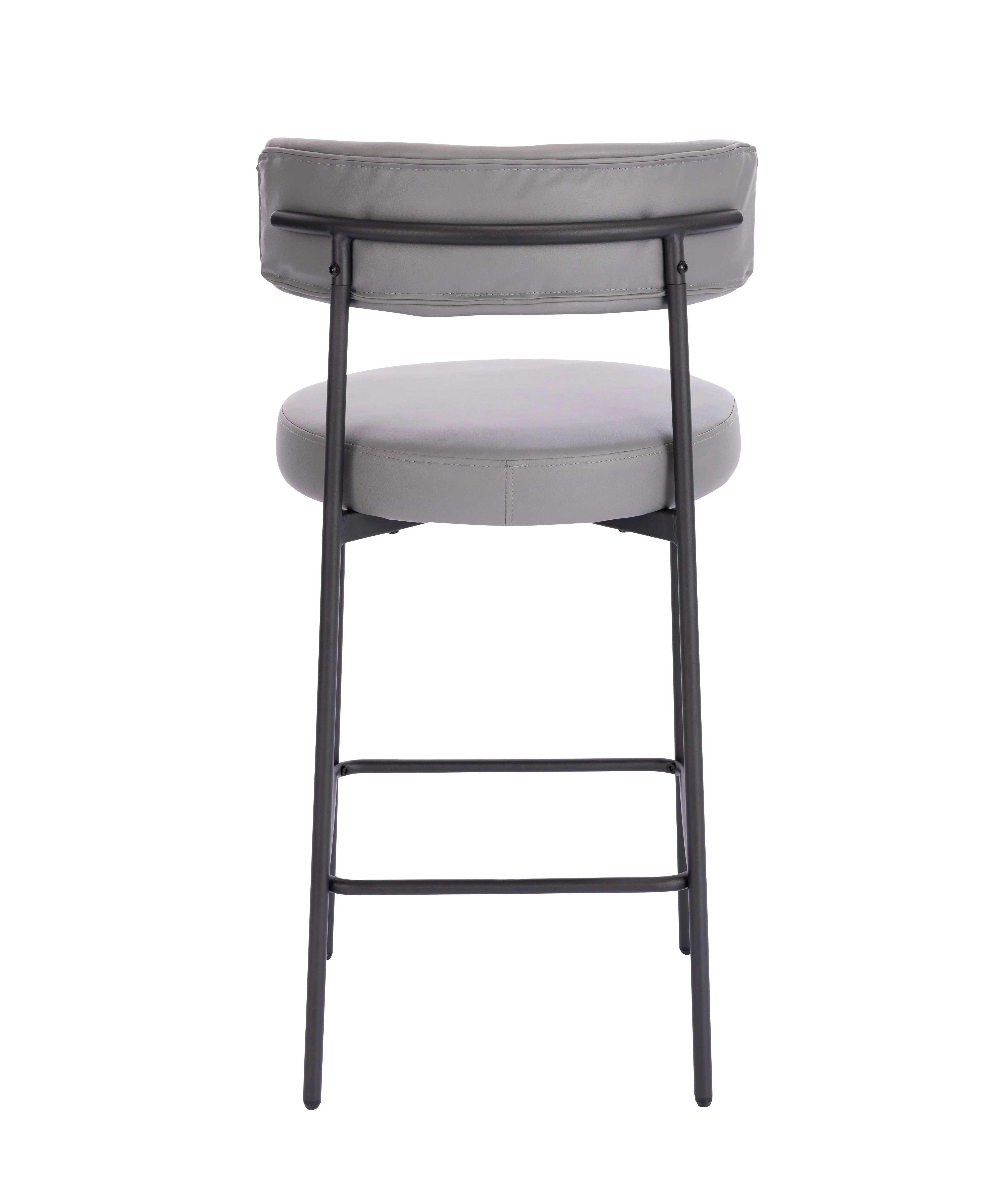 Manufacturer Supplier Mid Back Leather Soft Leather Seat Cushion Kitchen Counter Metal Legs High Bar Stool