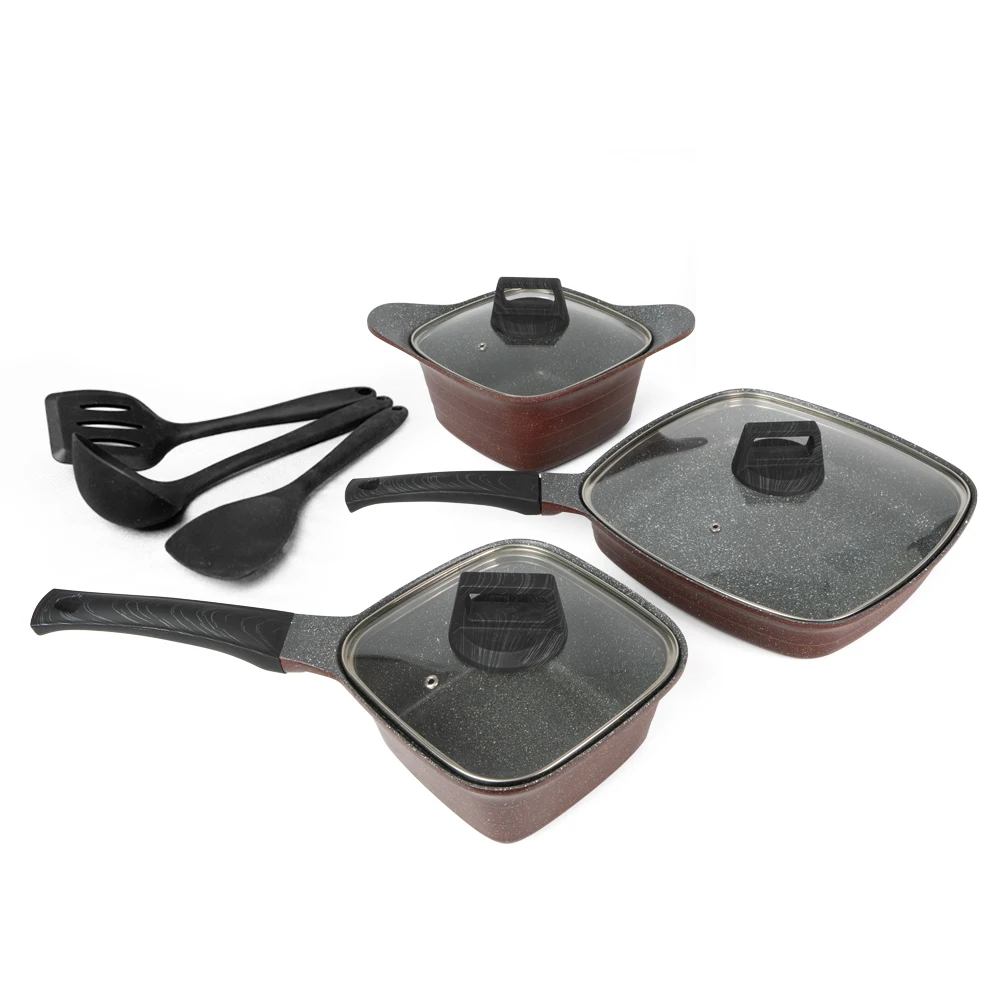 hot-sale cast aluminum cookware set with granite coating