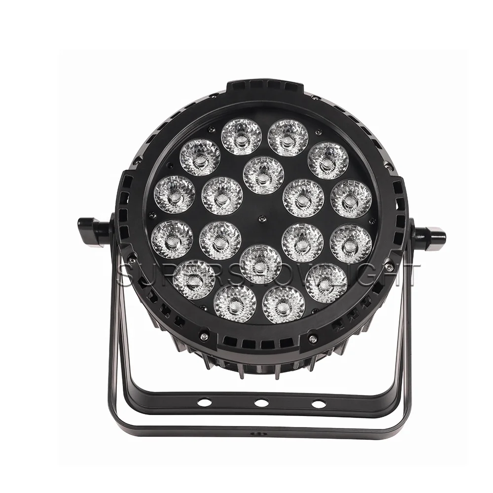 Supershow par led 18x18w rgbw a uv 18*18w 6in1 flat par dmx512 aluminum alloy ip65 waterproof rgbw led outdoor stage par light