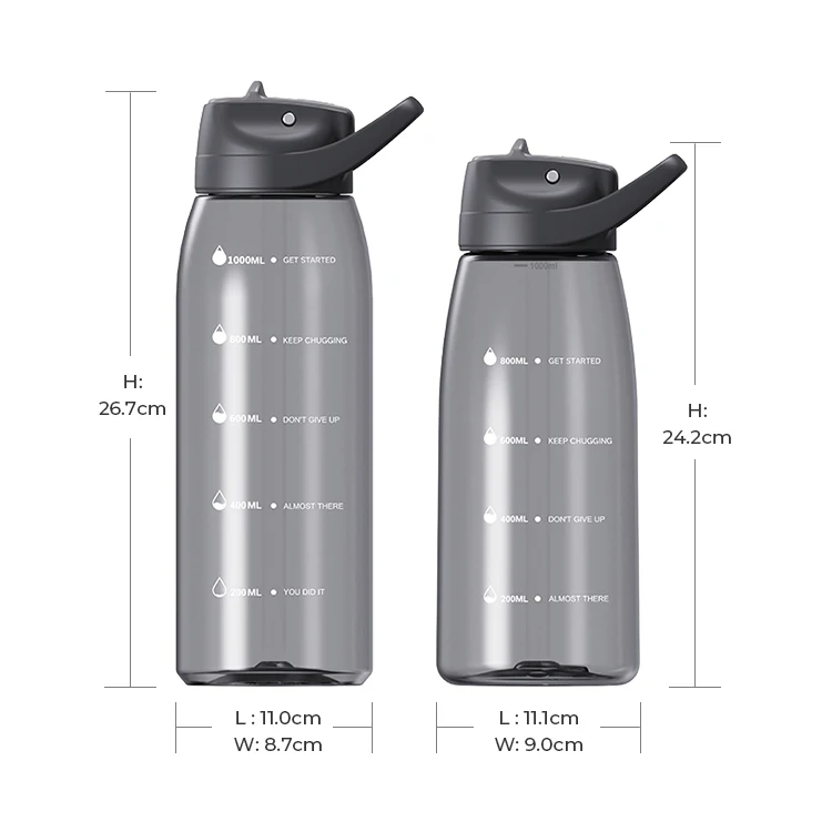 new personalized custom 40oz 1 litre summer transparent tritan plastic water drink bottle with straw and handel for sports