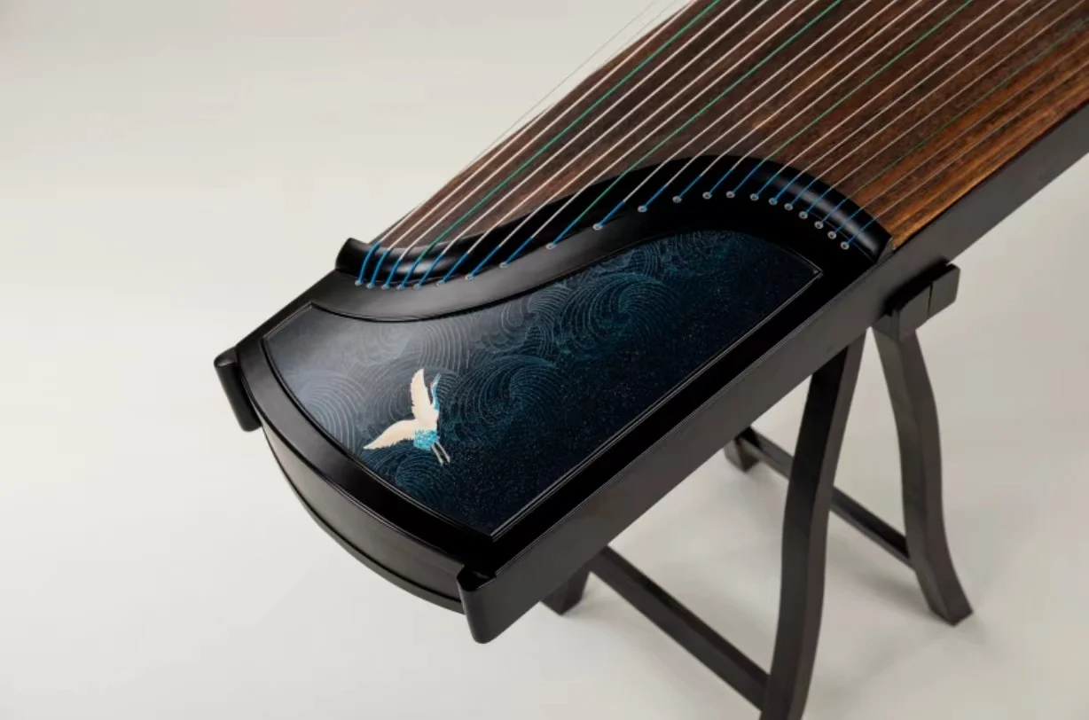 Professional 21-String Guzheng Zither Traditional Chinese Hand-Dug Musical Instrument Cloud Crane Series by CTNC for Recording