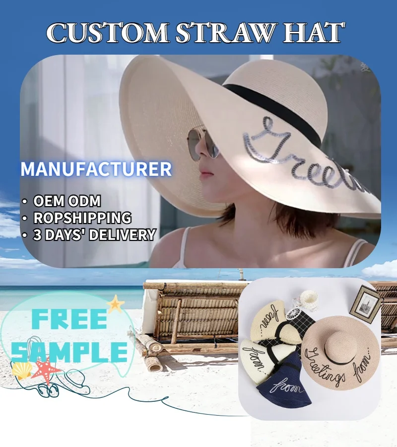 SUN Umbrella Bulk Floppy Charm Straw Hats Chinese China Supplier Wholesale Embroidery Oversized Summer Foable Beach Large Youth
