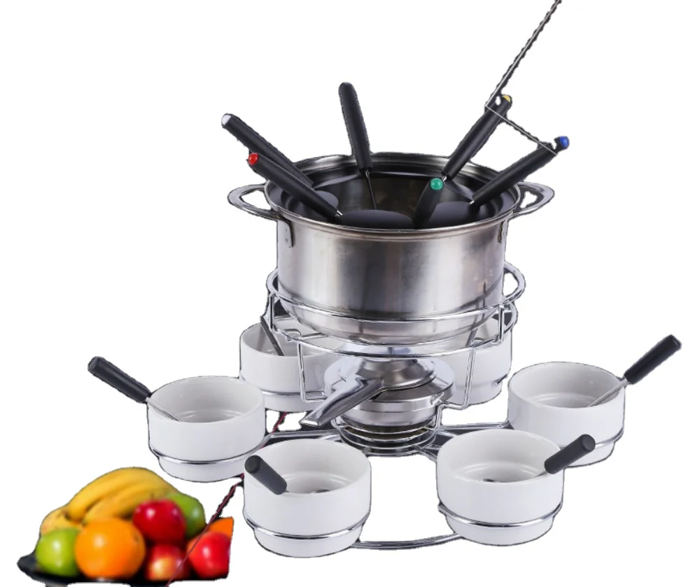 2021 New Chocolate Fondue Fountain Melting Stainless Steel Chocolate Fondue Pots