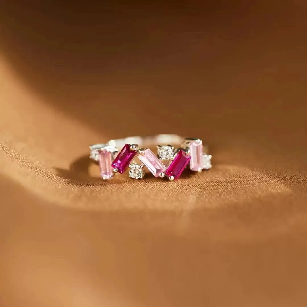 Hot Pink Self Love Ring for Women Beautifully Broken Irregular Zircon Fashion Jewelry Nobody Has It All Together PINK BAND RING