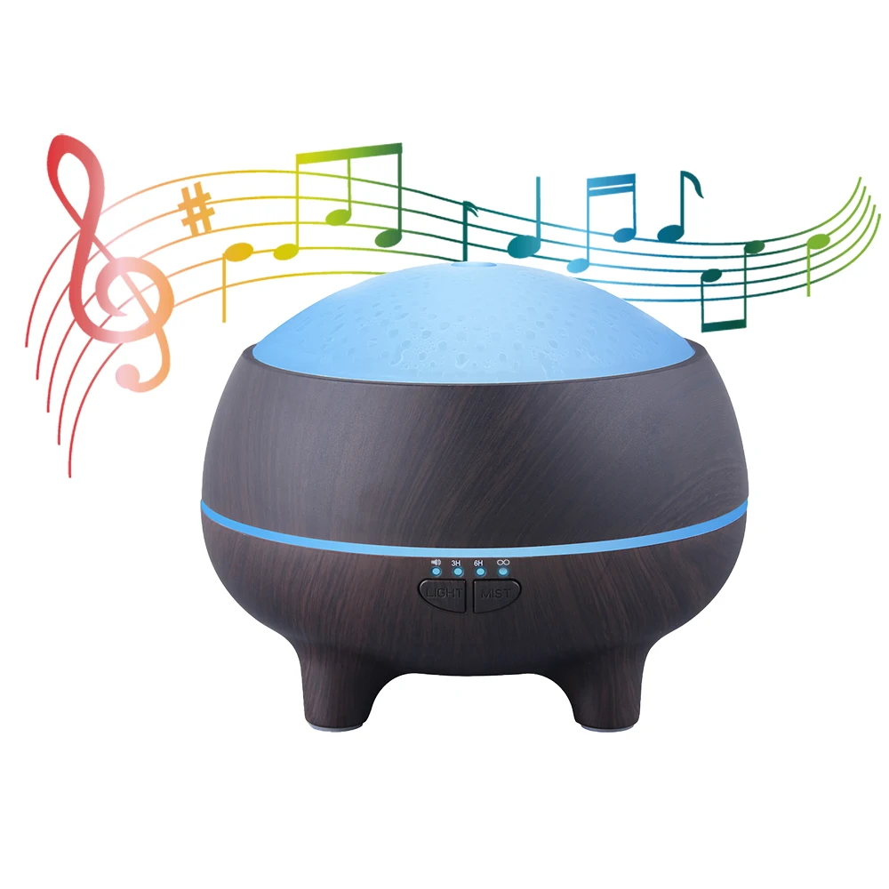 Wood grain aromatherapy humidifier essential oil diffuser 300ml air humidifier with Bluetooth audio