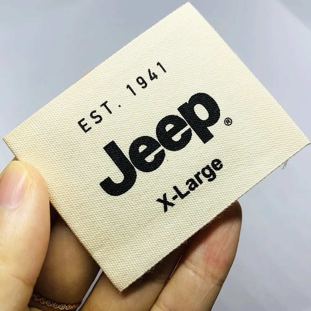Custom Cheap Damask Cotton Fabric Label White Cotton Woven Label Logo Tags for Clothes