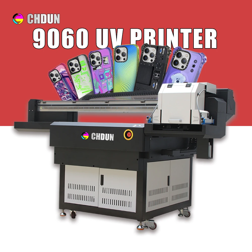 9060 UV Flatbed Printer With 2-3 XP600 Printheads Automatic media height detecting system Souvenir Printing Machine