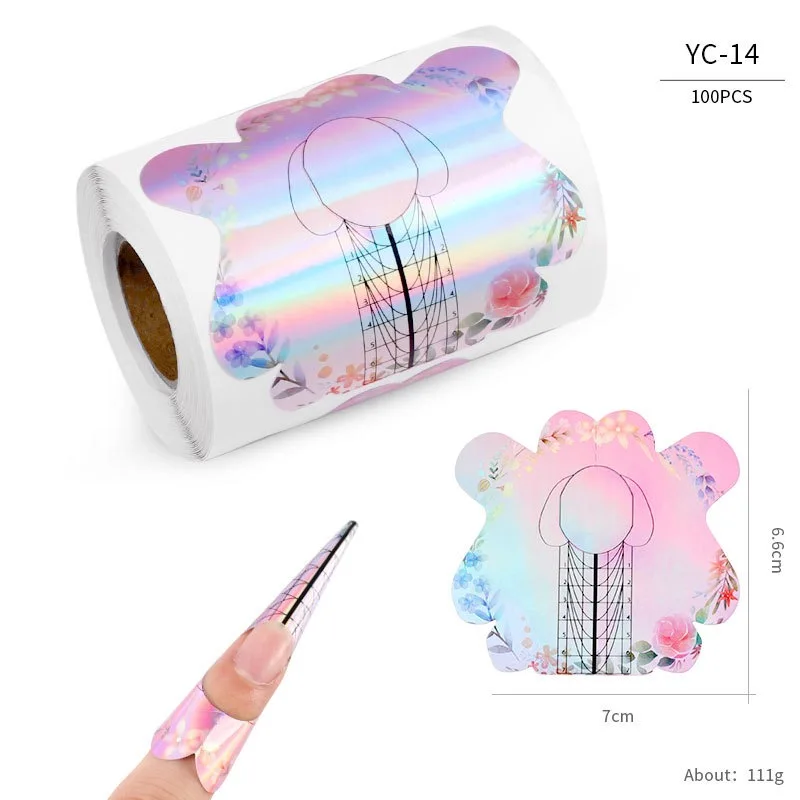 Ready to Ship 100PCS per Roll Dual Nail Forms Hot Sale Aluminium Plastic Nail Forms for nail extension