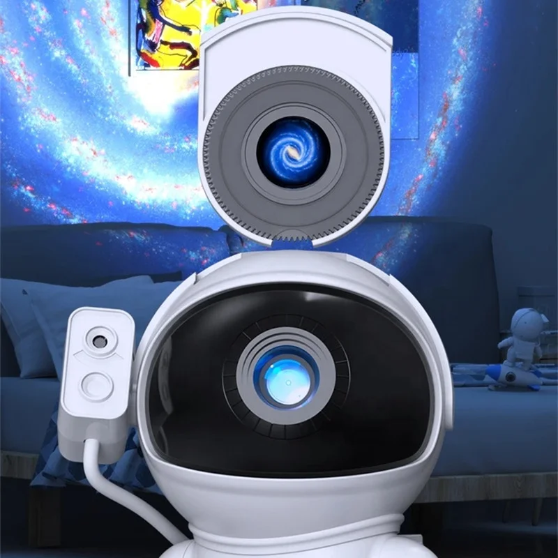 Lonvel Rocket Spaceman Projector Lamp, Nebula Starry Sky Star Projector Galax Projector Night Light Film Disk Spaceman for Kids
