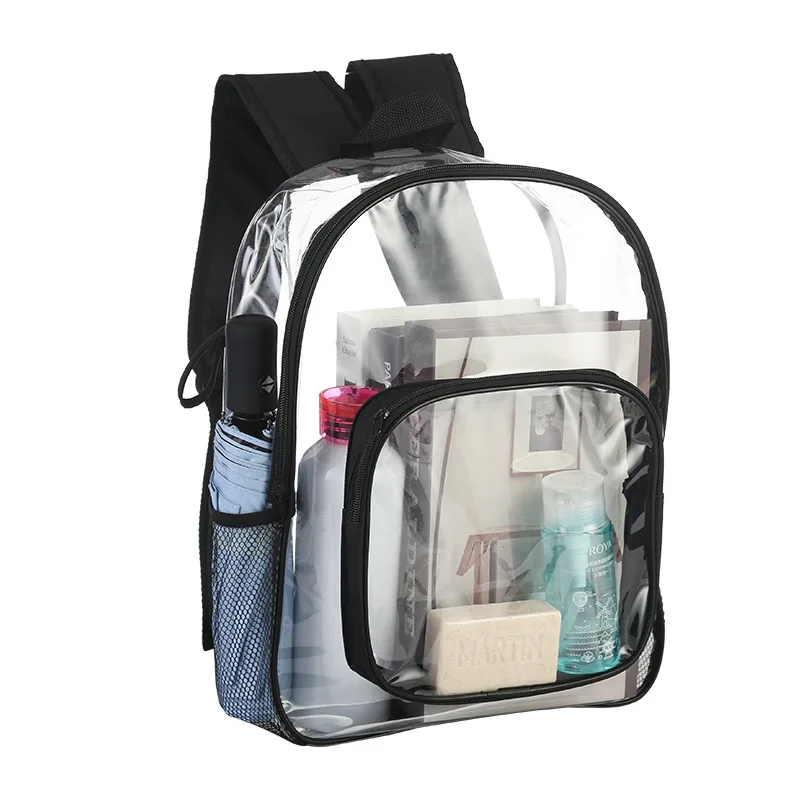Plastic waterproof transparent backpacks large capacity simple pvc bag