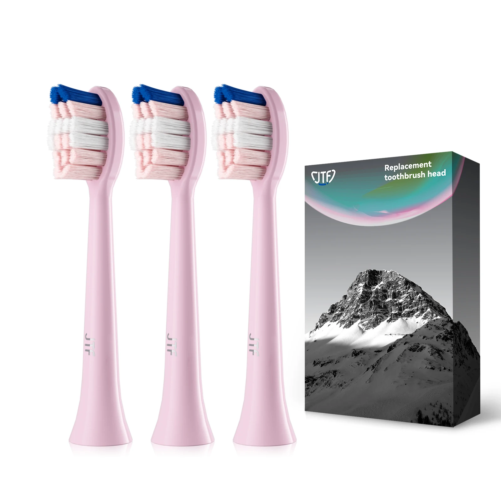 JTF oral care pink color teeth whitening electric toothbrush replacement heads