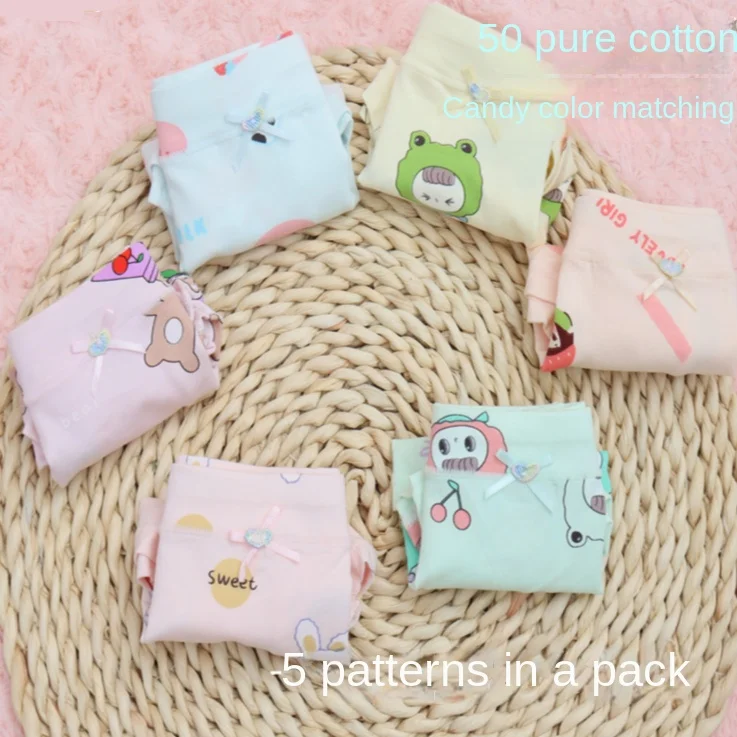 Wholesale Cotton Girl Boxer Medium Children Female Baby Women Solid Print Organic Kid Small Cotton  Child Underwear