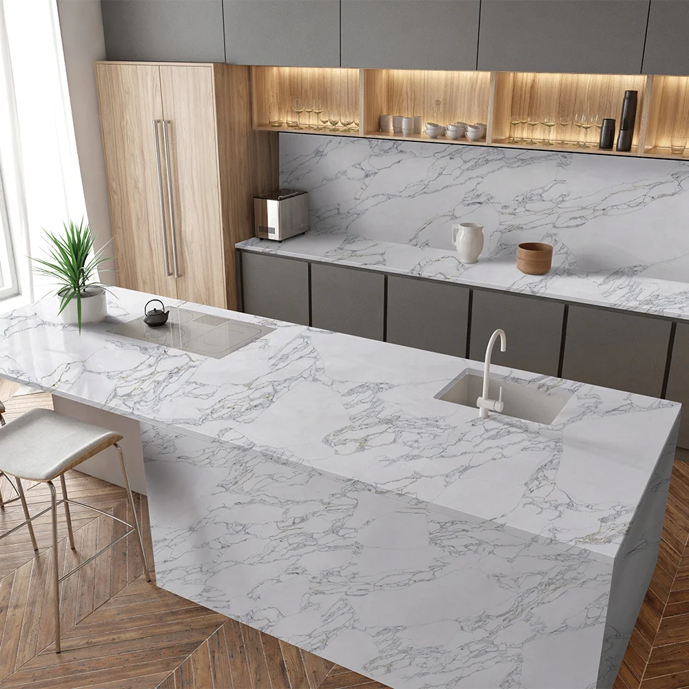 AST OEM/ODM Quartz Cuarzo hot sale  delicate Artificial Stone slab 5118 Arabescato Vagli slabs for kitchen Counter Top