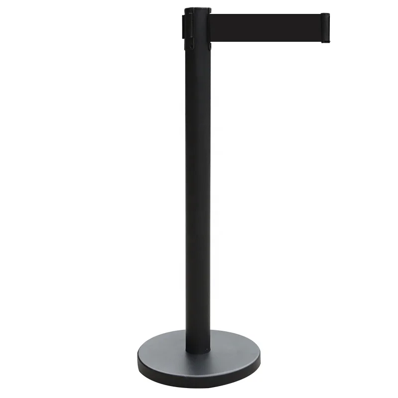 Polished Stainless Steel crowd control stanchion with 3m retractable belt Barrier