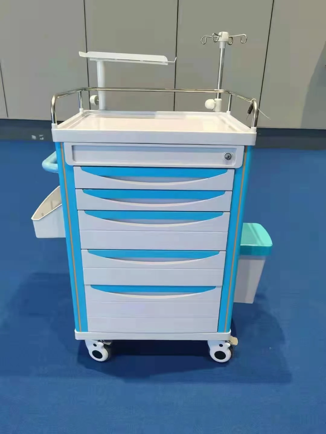 hospital mobile ABS treatment rescue trolley crash cart with drawers emergency trolley medical